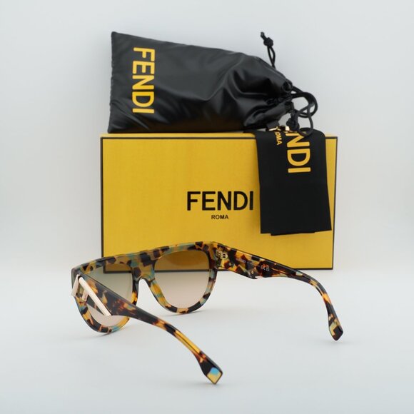 Fendi FE40150I 56P Shield Sunglasses - Shiny Havana/Green Gradient main image 5